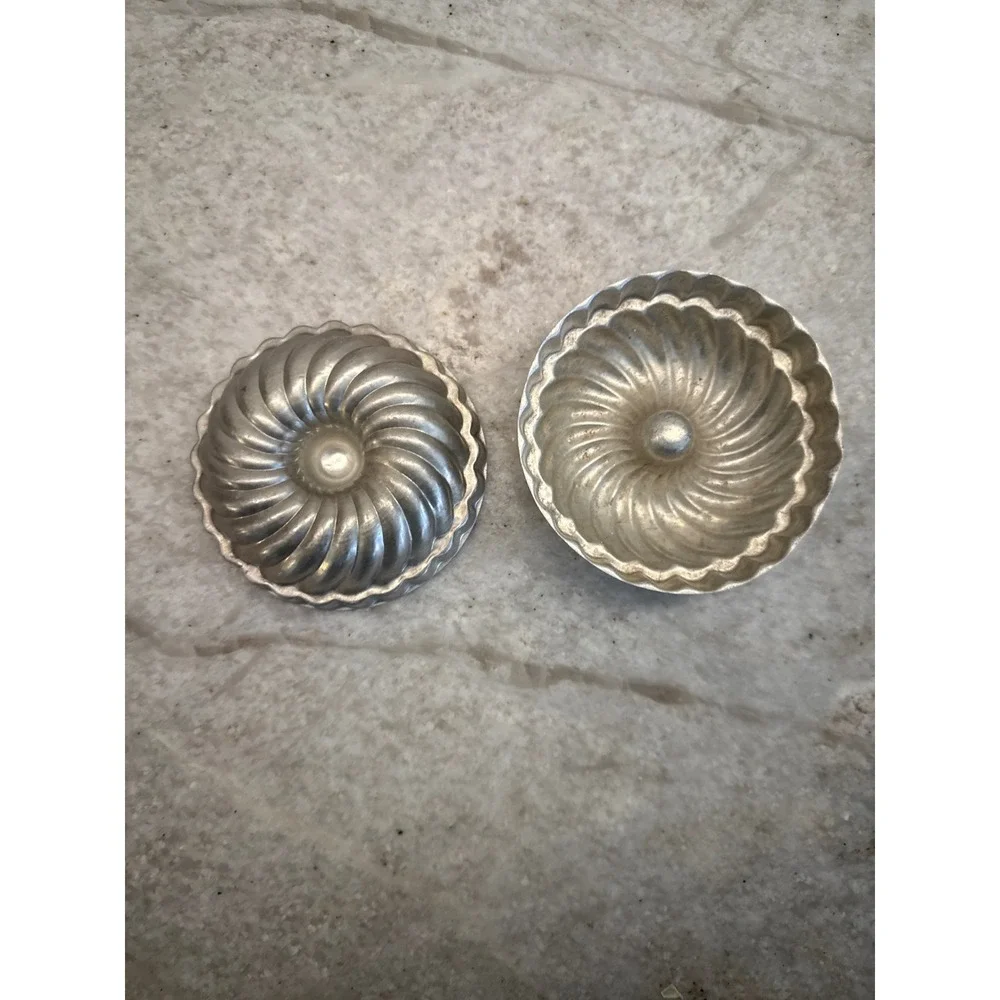 French Fluted Aluminum Molds‎ Pair for Baking or Gelatin 1950s